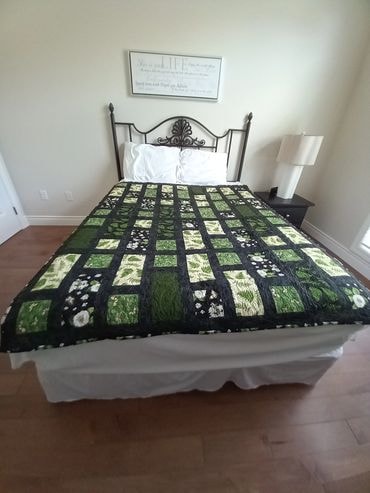 Greenish one-of-a-kind handmade quilt