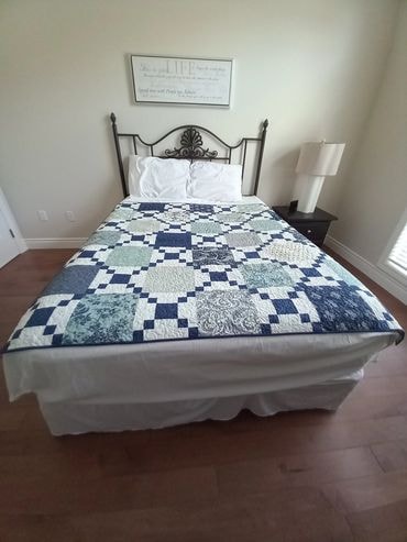 Blueberry colour handmade quilt with cool patterns