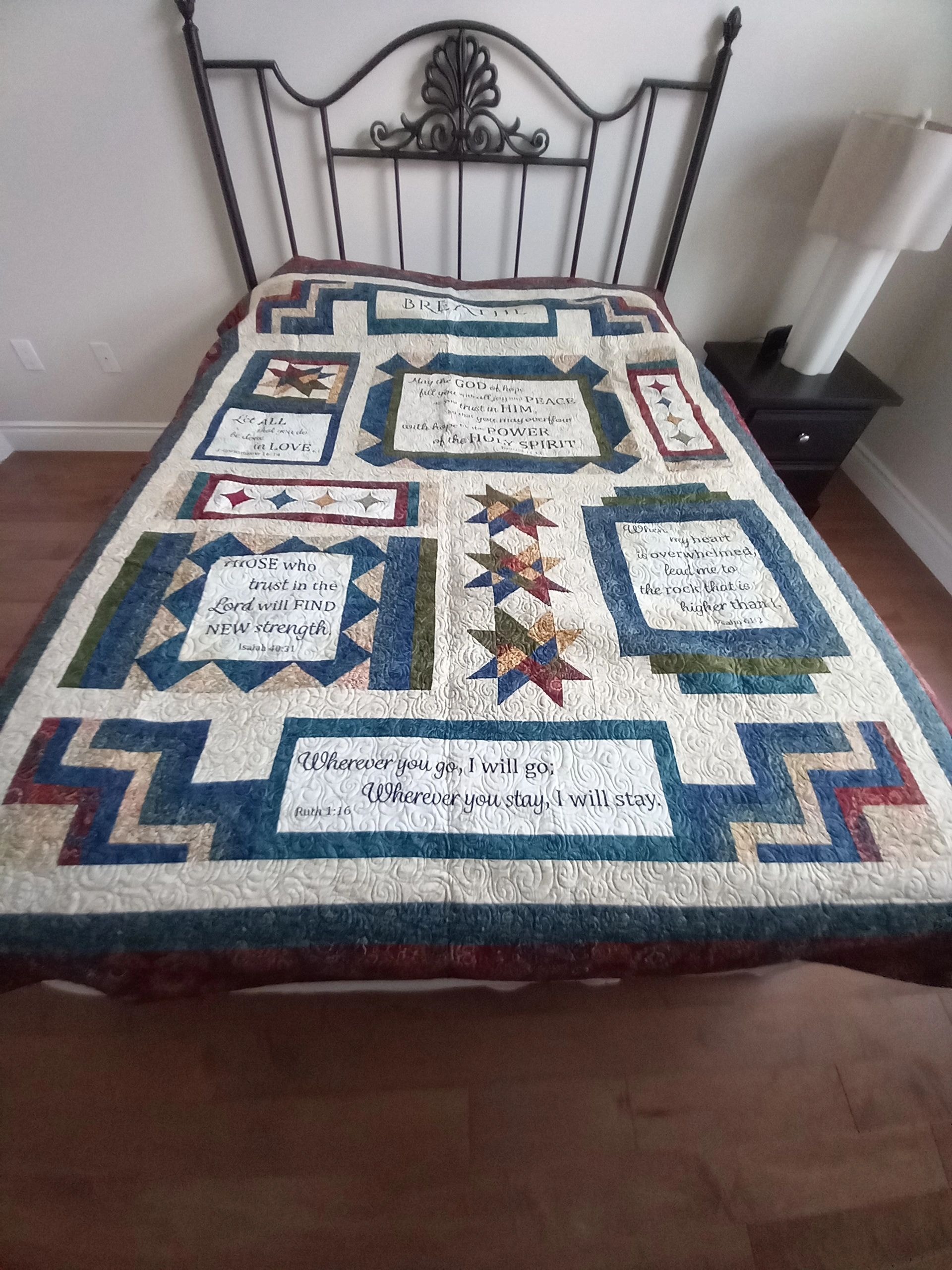 Colourful bright handmade quilt